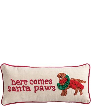 Image of Mud Pie Holiday Collection Scarf Dog Christmas Hooked Pillow