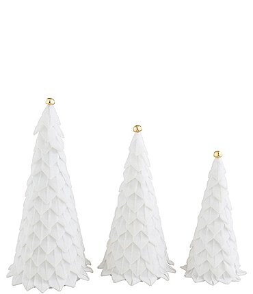 Image of Mud Pie Holiday Collection White Velvet Decorative Tree Set