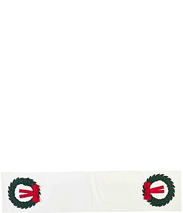 Image of Mud Pie Holiday Farmhouse Christmas Wreath Table Runner