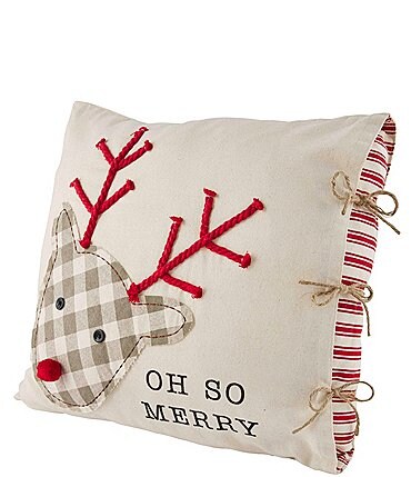 Image of Mud Pie Holiday Oh So Merry Reindeer Square Pillow