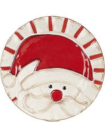Image of Mud Pie Home For Christmas Collection Santa Ruffled Edge Salad Plate