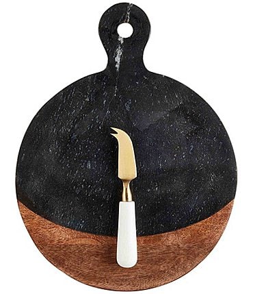 Image of Mud Pie Mercantile Black Marble and Mango Wood Board Set
