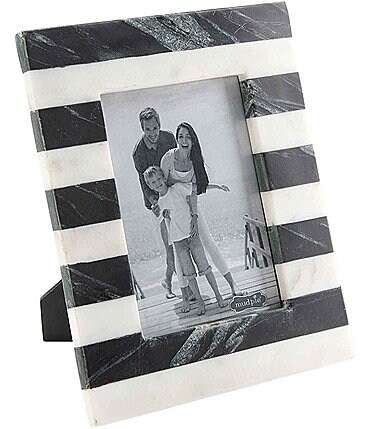 Image of Mud Pie Mercantile Collection 5x7 Two-Tone Marble Striped Picture Frame