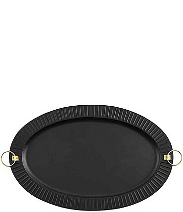 Image of Mud Pie Mercantile Collection Black Oval Tin Handled Tray