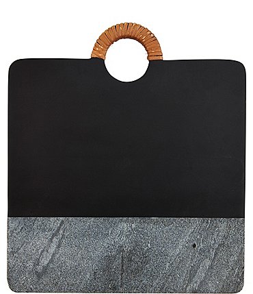 Image of Mud Pie Mercantile Square Black Wood and Marble Cheeseboard