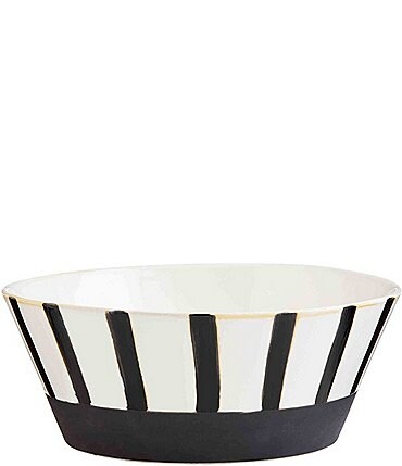 Image of Mud Pie Mercantile Striped Black Stoneware Bowl