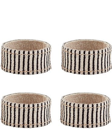 Image of Mud Pie Mercantile Stripes Print Napkin Rings, Set of 4