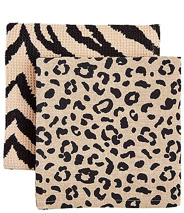 Image of Mud Pie Mercantile Zebra & Cheetah Animal Print Towel Set