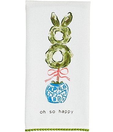 Image of Mud Pie Oh So Happy Topiary Pom Tea Towel Set