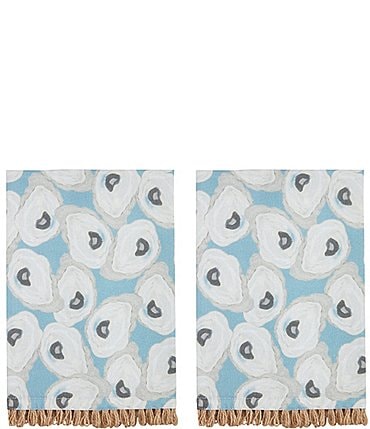 Image of Mud Pie On The Half Shell Blue Oyster Towels, Set of 2
