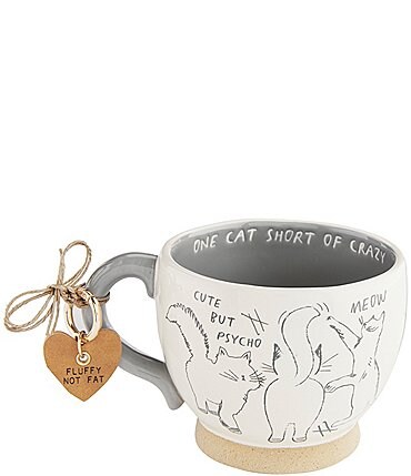 Image of Mud Pie One Cat Short Mug & Collar Charm Set