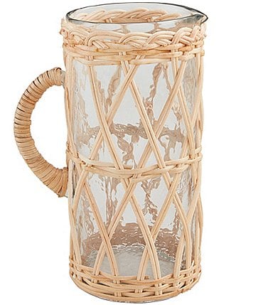 Image of Mud Pie Sienna Rattan Glass Woven Pitcher