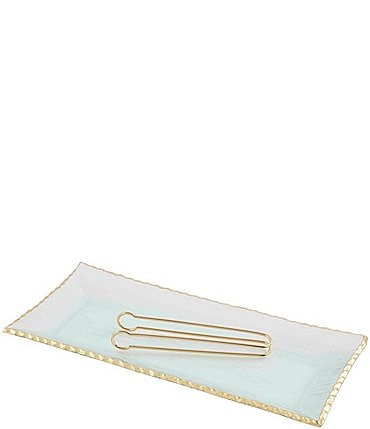 Image of Mud Pie Silver Bell Gold Edge Rectangular Platter Set