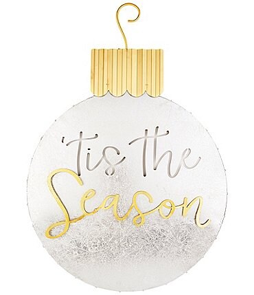 Image of Mud Pie Silver Bells Holiday Collection Tis The Season Ornament Door Hanger