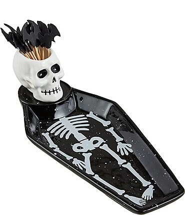 Image of Mud Pie Skeleton Halloween Tray & Toothpick Set