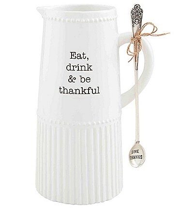 Image of Mud Pie Thanksgiving Collection Be Thankful Pitcher Set