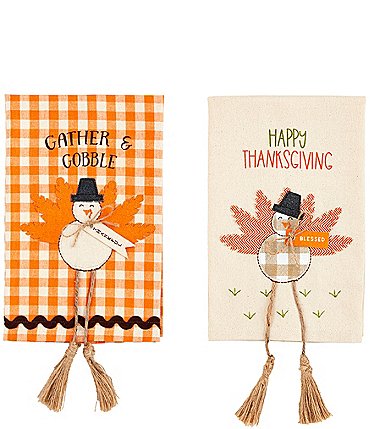 Image of Mud Pie Thanksgiving Turkey Dangle Leg Towels, Set of 2