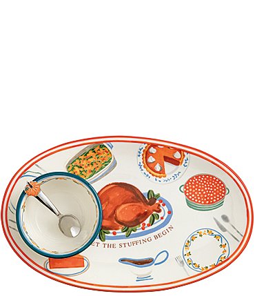Image of Mud Pie Thanksgiving Turkey Dinner Tray & Dip Set