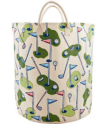Image of Mud Pie The Pro Shop Golf Canvas Printed Oversized Storage Bin with Handles