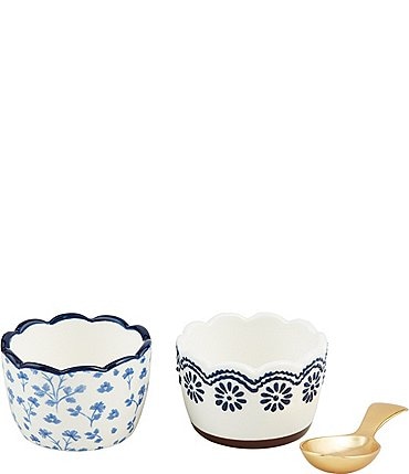 Image of Mud Pie Valencia Blue Floral Tidbits Set