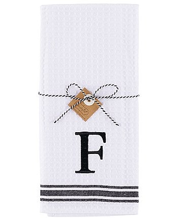 Image of Mud Pie Waffle Weave Initial Kitchen Towel, Set of 2