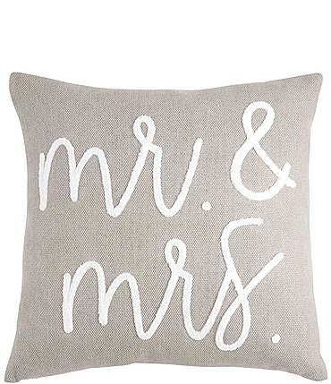 Image of Mud Pie Wedding Boucle Mr & Mrs Square Pillow