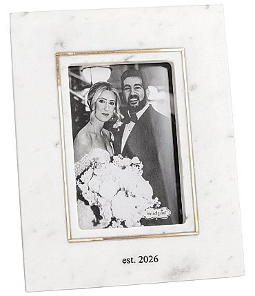 Image of Mud Pie Wedding Collection Est. 2026 Gold Inlay Marble Frame, 4x6"