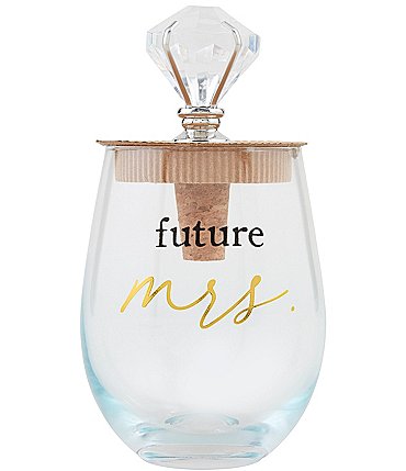 Image of Mud Pie Wedding Collection Future Mrs. Wine Glass and Stopper