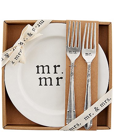 Image of Mud Pie Wedding Collection Mr & Mrs Cake Plate Set