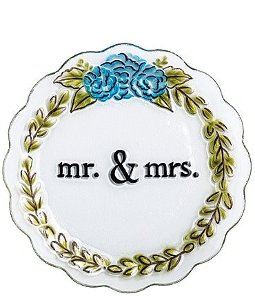 Image of Mud Pie Wedding Collection Mr. & Mrs. Flower Platter