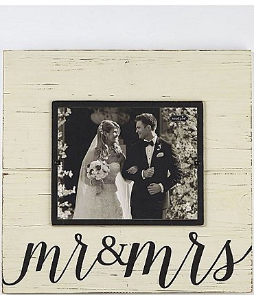 Image of Mud Pie Wedding Mr & Mrs Distressed Wood 8" x 10" Picture Frame