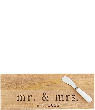 Image of Mud Pie Wedding Mr. & Mrs. 2022 Wood Marble Board Set