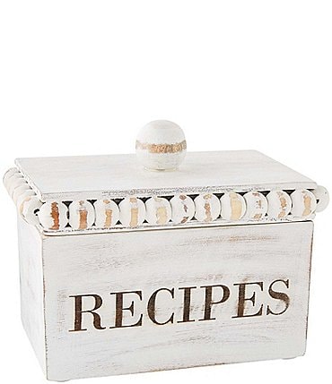 Image of Mud Pie White Beaded Recipe Box