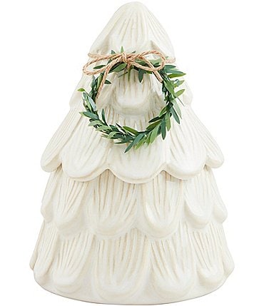 Image of Mud Pie White Christmas Collection Textured Tree Canister