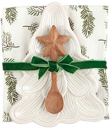 Image of Mud Pie White Christmas Collection Tree Appetizer Set