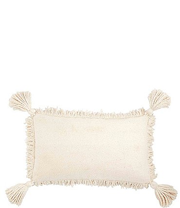 Image of Mud Pie White House Collection Fringe Cotton Tasseled Lumbar Pillow