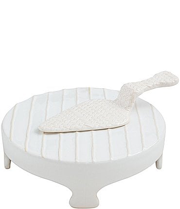 Image of Mud Pie White House Textured Pedestal Server Set
