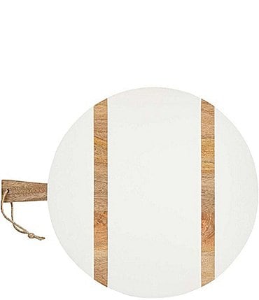 Image of Mud Pie White Large Round Wood Board
