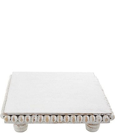 Image of Mud Pie White Wood Beaded Footed Trivet