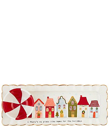 Image of Mud Pie Winter Wonderland Christmas Village Tray & Dip Set
