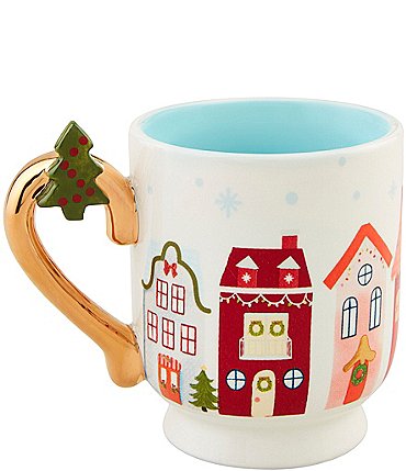 Image of Mud Pie Winter Wonderland House Christmas Pedestal Mug