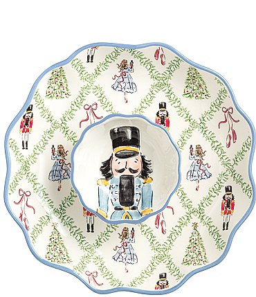 Image of Mud Pie Winter Wonderland Nutcracker Chip & Dip Server