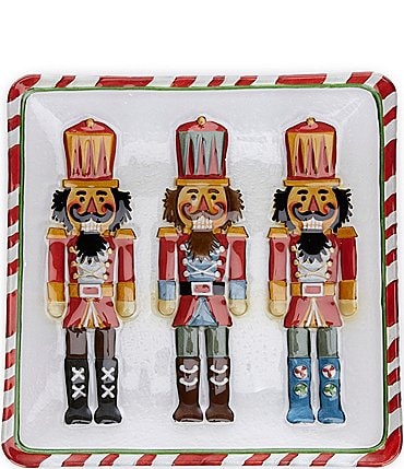 Image of Mud Pie Winter Wonderland Nutcracker Glass Platter