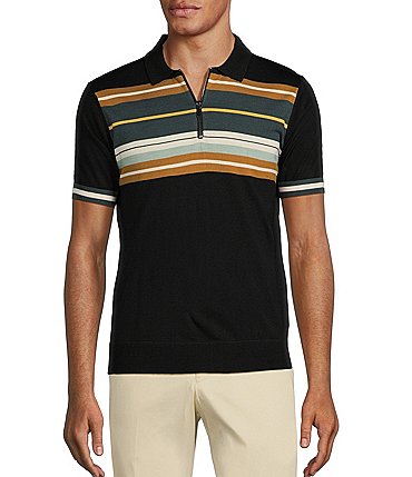Image of Murano Verdant Vibes Collection Stripe Quarter Zip Polo Sweater