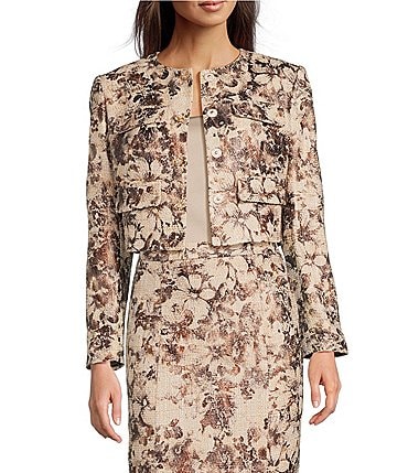 Image of Muse by Marchesa Coordinating Aspen Foil Tweed Button Front Jacket