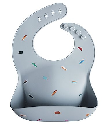 Image of Mushie Retro Car Print Silicone Baby Bib