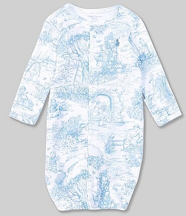 Image of Ralph Lauren Baby Boys Newborn-9 Months Long-Sleeve Toile Convertible Gown Coverall