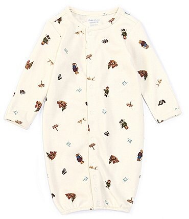 Image of Ralph Lauren Baby Boys Newborn-9 Months Long-Sleeve Greenwich Polo Bear Convertible Gown