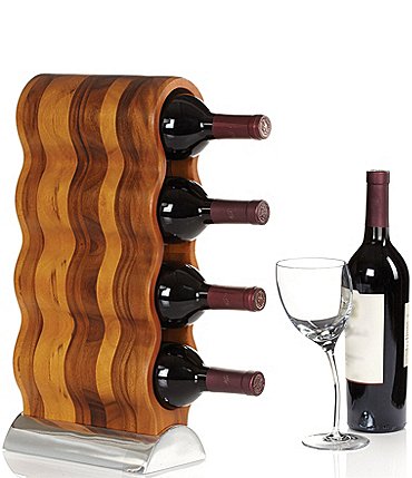 Image of Nambe Curvo Wooden Vertical Design Wine Rack