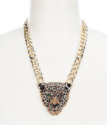 Image of Natasha Accessories Cheetah Short Pendant Statement Necklace